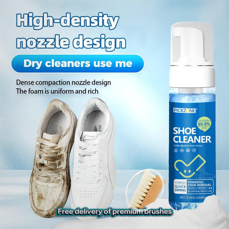 Shoe Cleaner(6.76 Oz), Sneaker Cleaner Foam for Removing Stains and Dirt, Shoe Cleaning Solution for White Shoes, Ideal for Footwear, Safe for Leather, Suede, Nubuck, Cotton, Knits,White Shoe Foam Cleaner-Pickzone